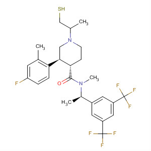 873460-92-5  4-Piperidinecarboxamide,N-[(1R)-1-[3,5-bis(trifluoromethyl)phenyl]ethyl]-3-(4-fluoro-2-methylphenyl)-N-methyl-1-(3-thietanyl)-, (3S,4S)-