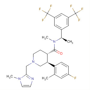 873460-95-8  4-Piperidinecarboxamide,N-[(1R)-1-[3,5-bis(trifluoromethyl)phenyl]ethyl]-3-(4-fluoro-2-methylphenyl)-N-methyl-1-[(1-methyl-1H-imidazol-2-yl)methyl]-, (3S,4S)-