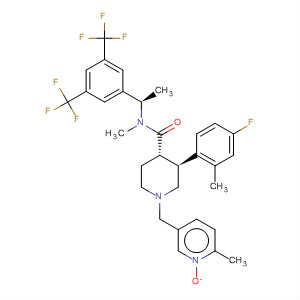 873461-42-8  4-Piperidinecarboxamide,N-[(1R)-1-[3,5-bis(trifluoromethyl)phenyl]ethyl]-3-(4-fluoro-2-methylphenyl)-N-methyl-1-[(6-methyl-1-oxido-3-pyridinyl)methyl]-, (3S,4S)-