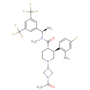 873461-50-8  4-Piperidinecarboxamide,1-(1-acetyl-3-azetidinyl)-N-[(1R)-1-[3,5-bis(trifluoromethyl)phenyl]ethyl]-3-(4-fluoro-2-methylphenyl)-N-methyl-, (3S,4S)-