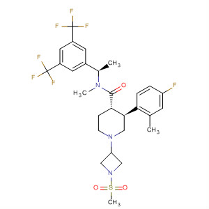 873461-55-3  4-Piperidinecarboxamide,N-[(1R)-1-[3,5-bis(trifluoromethyl)phenyl]ethyl]-3-(4-fluoro-2-methylphenyl)-N-methyl-1-[1-(methylsulfonyl)-3-azetidinyl]-, (3S,4S)-