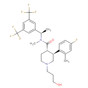 873461-60-0  4-Piperidinecarboxamide,N-[(1R)-1-[3,5-bis(trifluoromethyl)phenyl]ethyl]-3-(4-fluoro-2-methylphenyl)-1-(3-hydroxypropyl)-N-methyl-, (3S,4S)-