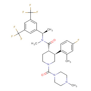 873461-81-5  4-Piperidinecarboxamide,N-[(1R)-1-[3,5-bis(trifluoromethyl)phenyl]ethyl]-3-(4-fluoro-2-methylphenyl)-N-methyl-1-[(4-methyl-1-piperazinyl)carbonyl]-, (3S,4S)-
