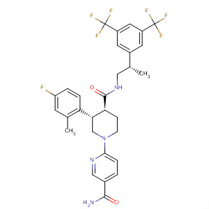 873462-11-4  3-Pyridinecarboxamide,6-[(3S,4S)-4-[[[(1S)-1-[3,5-bis(trifluoromethyl)phenyl]ethyl]methylamino]carbonyl]-3-(4-fluoro-2-methylphenyl)-1-piperidinyl]-