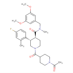 873462-62-5  4-Piperidinecarboxamide,1-[(1-acetyl-4-piperidinyl)carbonyl]-N-[(3,5-dimethoxyphenyl)methyl]-3-(4-fluoro-2-methylphenyl)-N-methyl-, (3S,4S)-