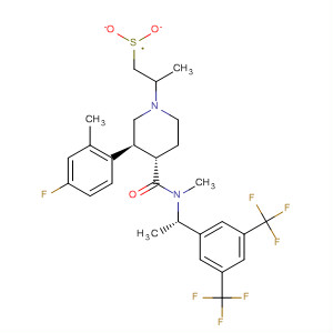 873463-04-8  4-Piperidinecarboxamide,N-[(1S)-1-[3,5-bis(trifluoromethyl)phenyl]ethyl]-1-(1,1-dioxido-3-thietanyl)-3-(4-fluoro-2-methylphenyl)-N-methyl-, (3S,4S)-