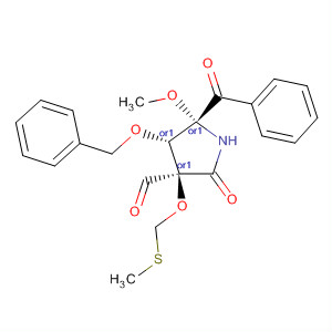 873465-02-2  3-Pyrrolidinecarboxaldehyde,5-benzoyl-5-methoxy-3-[(methylthio)methoxy]-2-oxo-4-(phenylmethoxy)-,(3R,4S,5R)-rel-
