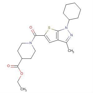 873540-28-4  4-Piperidinecarboxylic acid,1-[(1-cyclohexyl-3-methyl-1H-thieno[2,3-c]pyrazol-5-yl)carbonyl]-, ethylester