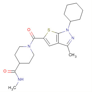 873540-30-8  4-Piperidinecarboxamide,1-[(1-cyclohexyl-3-methyl-1H-thieno[2,3-c]pyrazol-5-yl)carbonyl]-N-methyl-