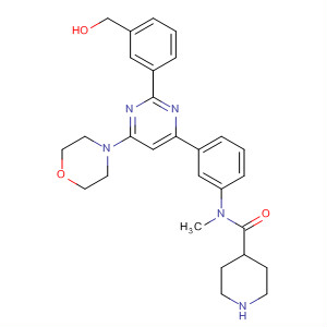 873566-01-9  4-Piperidinecarboxamide,N-[3-[2-[3-(hydroxymethyl)phenyl]-6-(4-morpholinyl)-4-pyrimidinyl]phenyl]-N-methyl-