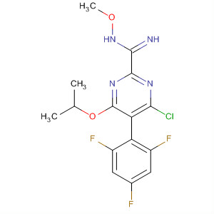 873682-53-2  2-Pyrimidinecarboximidamide,4-chloro-N-methoxy-6-(1-methylethoxy)-5-(2,4,6-trifluorophenyl)-