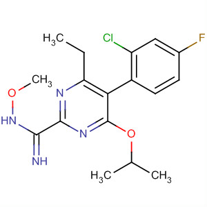 873683-09-1  2-Pyrimidinecarboximidamide,5-(2-chloro-4-fluorophenyl)-4-ethyl-N-methoxy-6-(1-methylethoxy)-