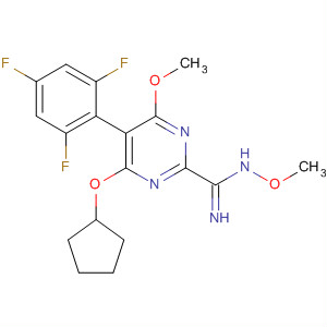 873683-16-0  2-Pyrimidinecarboximidamide,4-(cyclopentyloxy)-N,6-dimethoxy-5-(2,4,6-trifluorophenyl)-