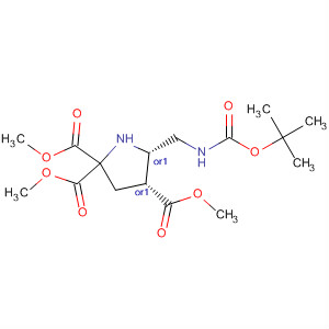 873686-74-9  2,2,4-Pyrrolidinetricarboxylic acid,5-[[[(1,1-dimethylethoxy)carbonyl]amino]methyl]-, trimethyl ester,(4R,5S)-rel-