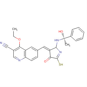 872577-27-0  3-Quinolinecarbonitrile,4-ethoxy-6-[(Z)-[2-[[(2S)-2-hydroxy-2-phenylethyl]amino]-4-oxo-5(4H)-thiazolylidene]methyl]-