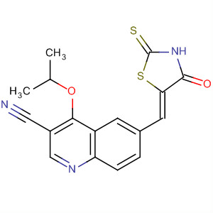 872577-39-4  3-Quinolinecarbonitrile,4-(1-methylethoxy)-6-[(Z)-(4-oxo-2-thioxo-5-thiazolidinylidene)methyl]-
