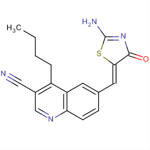 872577-57-6  3-Quinolinecarbonitrile,6-[(Z)-(2-amino-4-oxo-5(4H)-thiazolylidene)methyl]-4-butyl-