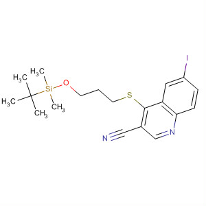 872577-63-4  3-Quinolinecarbonitrile,4-[[3-[[(1,1-dimethylethyl)dimethylsilyl]oxy]propyl]thio]-6-iodo-