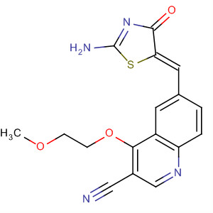 872578-46-6  3-Quinolinecarbonitrile,6-[(Z)-(2-amino-4-oxo-5(4H)-thiazolylidene)methyl]-4-(2-methoxyethoxy)-