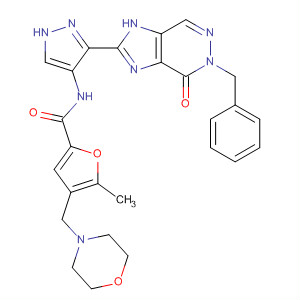 872611-20-6  2-Furancarboxamide,N-[3-[4,5-dihydro-4-oxo-5-(phenylmethyl)-1H-imidazo[4,5-d]pyridazin-2-yl]-1H-pyrazol-4-yl]-5-methyl-4-(4-morpholinylmethyl)-