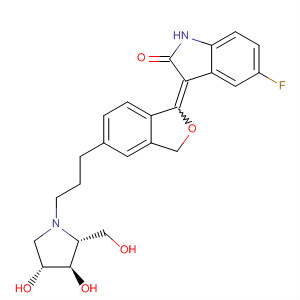 872616-20-1  2H-Indol-2-one,3-[5-[3-[(2R,3R,4R)-3,4-dihydroxy-2-(hydroxymethyl)-1-pyrrolidinyl]propyl]-1(3H)-isobenzofuranylidene]-5-fluoro-1,3-dihydro-