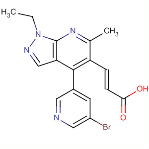 872682-44-5  2-Propenoic acid,3-[4-(5-bromo-3-pyridinyl)-1-ethyl-6-methyl-1H-pyrazolo[3,4-b]pyridin-5-yl]-, (2E)-