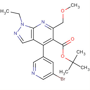 872683-23-3  1H-Pyrazolo[3,4-b]pyridine-5-carboxylic acid,4-(5-bromo-3-pyridinyl)-1-ethyl-6-(methoxymethyl)-, 1,1-dimethylethylester