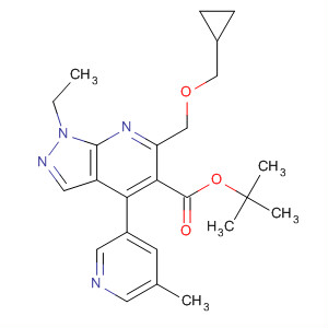 872683-27-7  1H-Pyrazolo[3,4-b]pyridine-5-carboxylic acid,6-[(cyclopropylmethoxy)methyl]-1-ethyl-4-(5-methyl-3-pyridinyl)-,1,1-dimethylethyl ester