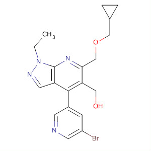 872683-40-4  1H-Pyrazolo[3,4-b]pyridine-5-methanol,4-(5-bromo-3-pyridinyl)-6-[(cyclopropylmethoxy)methyl]-1-ethyl-