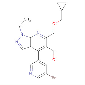 872683-54-0  1H-Pyrazolo[3,4-b]pyridine-5-carboxaldehyde,4-(5-bromo-3-pyridinyl)-6-[(cyclopropylmethoxy)methyl]-1-ethyl-