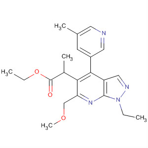 872683-72-2  1H-Pyrazolo[3,4-b]pyridine-5-propanoic acid,1-ethyl-6-(methoxymethyl)-4-(5-methyl-3-pyridinyl)-, ethyl ester