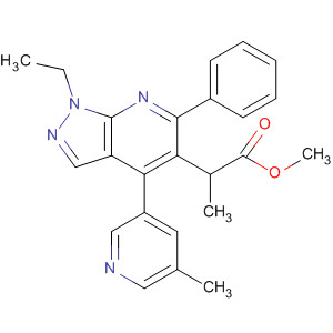 872683-78-8  1H-Pyrazolo[3,4-b]pyridine-5-propanoic acid,1-ethyl-4-(5-methyl-3-pyridinyl)-6-phenyl-, methyl ester