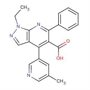 872683-82-4  1H-Pyrazolo[3,4-b]pyridine-5-carboxylic acid,1-ethyl-4-(5-methyl-3-pyridinyl)-6-phenyl-