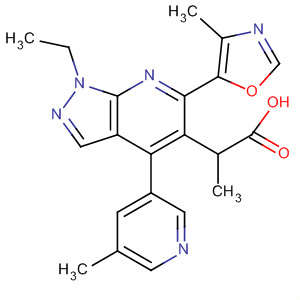 872683-97-1  1H-Pyrazolo[3,4-b]pyridine-5-propanoic acid,1-ethyl-6-(4-methyl-5-oxazolyl)-4-(5-methyl-3-pyridinyl)-