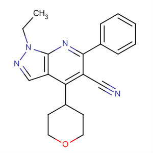 872684-19-0  1H-Pyrazolo[3,4-b]pyridine-5-carbonitrile,1-ethyl-6-phenyl-4-(tetrahydro-2H-pyran-4-yl)-