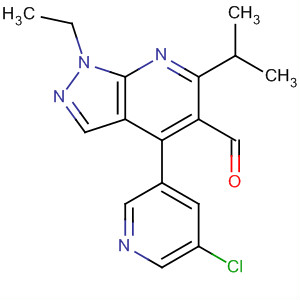 872684-34-9  1H-Pyrazolo[3,4-b]pyridine-5-carboxaldehyde,4-(5-chloro-3-pyridinyl)-1-ethyl-6-(1-methylethyl)-