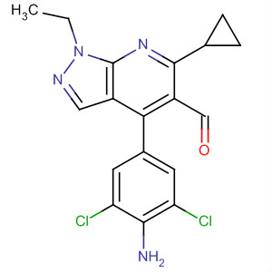 872684-35-0  1H-Pyrazolo[3,4-b]pyridine-5-carboxaldehyde,4-(4-amino-3,5-dichlorophenyl)-6-cyclopropyl-1-ethyl-