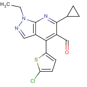 872684-40-7  1H-Pyrazolo[3,4-b]pyridine-5-carboxaldehyde,4-(5-chloro-2-thienyl)-6-cyclopropyl-1-ethyl-