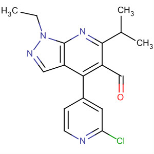 872684-52-1  1H-Pyrazolo[3,4-b]pyridine-5-carboxaldehyde,4-(2-chloro-4-pyridinyl)-1-ethyl-6-(1-methylethyl)-