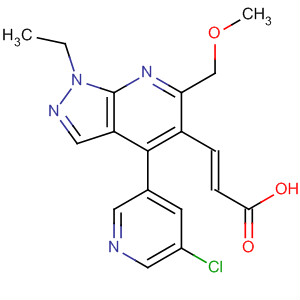 872685-97-7  2-Propenoic acid,3-[4-(5-chloro-3-pyridinyl)-1-ethyl-6-(methoxymethyl)-1H-pyrazolo[3,4-b]pyridin-5-yl]-, (2E)-