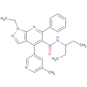 872686-10-7  1H-Pyrazolo[3,4-b]pyridine-5-carboxamide,1-ethyl-N-(1-ethylpropyl)-4-(5-methyl-3-pyridinyl)-6-phenyl-
