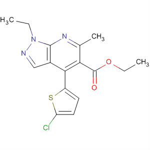 872686-18-5  1H-Pyrazolo[3,4-b]pyridine-5-carboxylic acid,4-(5-chloro-2-thienyl)-1-ethyl-6-methyl-, ethyl ester