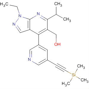 872686-91-4  1H-Pyrazolo[3,4-b]pyridine-5-methanol,1-ethyl-6-(1-methylethyl)-4-[5-[(trimethylsilyl)ethynyl]-3-pyridinyl]-