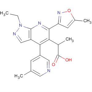 872687-11-1  1H-Pyrazolo[3,4-b]pyridine-5-propanoic acid,1-ethyl-6-(5-methyl-3-isoxazolyl)-4-(5-methyl-3-pyridinyl)-