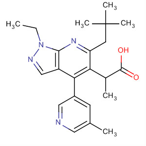 872687-12-2  1H-Pyrazolo[3,4-b]pyridine-5-propanoic acid,6-(2,2-dimethylpropyl)-1-ethyl-4-(5-methyl-3-pyridinyl)-