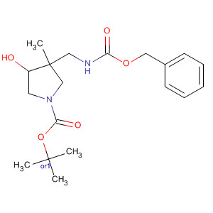 872716-42-2  1-Pyrrolidinecarboxylic acid,4-hydroxy-3-methyl-3-[[[(phenylmethoxy)carbonyl]amino]methyl]-,1,1-dimethylethyl ester, (3R,4R)-rel-