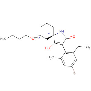 872844-75-2  1-Azaspiro[4.5]dec-3-en-2-one,3-(4-bromo-2-ethyl-6-methylphenyl)-7-butoxy-4-hydroxy-, (5R,7R)-rel-