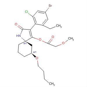 872845-01-7  Acetic acid, methoxy-,(5R,7S)-3-(4-bromo-2-chloro-6-ethylphenyl)-7-butoxy-2-oxo-1-azaspiro[4.5]dec-3-en-4-yl ester, rel-