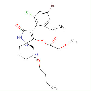 872845-03-9  Acetic acid, methoxy-,(5R,7R)-3-(4-bromo-2-chloro-6-ethylphenyl)-7-butoxy-2-oxo-1-azaspiro[4.5]dec-3-en-4-yl ester, rel-
