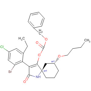 872845-87-9 Carbonic acid,(5R,7R)-3-(2-bromo-4-chloro-6-ethylphenyl)-7-butoxy-2-oxo-1-azaspiro[4.5]dec-3-en-4-yl phenylmethyl ester, rel-